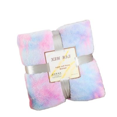 China Antistatic Hot Sales Rainbow Tie Dyed Double Sided Sherpa Blanket for sale