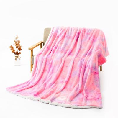 China Antistatic Hot Sales Rainbow Tie Dyed Double Sided Sherpa Blanket for sale