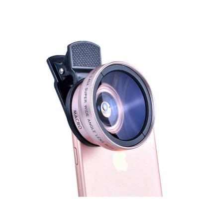 China Portable Universal Clip Cell Phone Macro Close-up Lens No Deformation 0.45x Smartphone Wide Angle Camera Lenses for sale