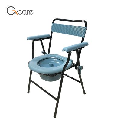 China Family Bathroom Steel Frame Potty Chair Foldable Commode Chair For Elderly for sale