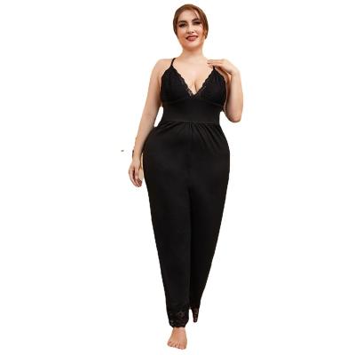 China High Quality Customized Viable Plus Size Women's V-Neck Jumpsuit Summer 2022 Sexy Casual Black Jumpsuit New for sale