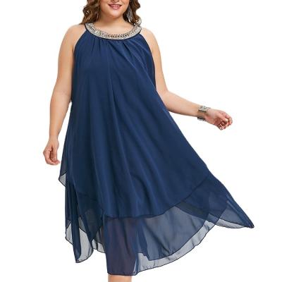 China 2022 High Quality Viable Chiffon Casual Club Dresses Women Plus Size Summer Solid Color Loose Dress for sale