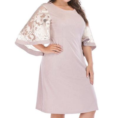 China Sustainable Customized high quality Midi plus size summer 2022 new mesh sexy dwomen flared sleeves dress for sale