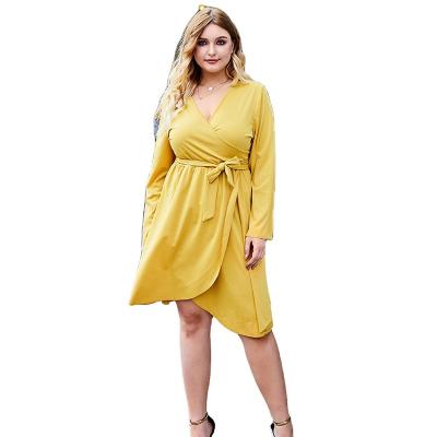 China High Quality Customized Sexy Women's Mini Viable Plus Size Summer 2022 New Long Sleeve Yellow Dress for sale