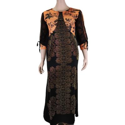 China 2022 New Arrivals Sustainable Vintage Beading African Canvas Women's Plus Size Summer Bodycon Dress for sale