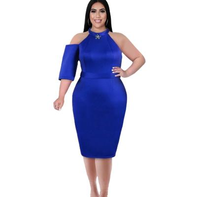 China Custom Made Sexy Halterneck High Waist Midi Off Shoulder Summer Viable One Size Dress Women's Plus Size Dress for sale