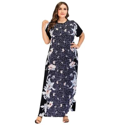 China 2022 New Summer Women's Plus Size Canvas Print Dress Black Casual Loose Viable Boho Dress for sale