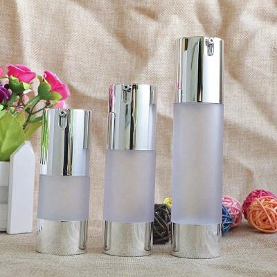 China Personal care 15 30 50ml matte surface plastic airless lotion pump bottle silver cap can do logo on bottle for sale