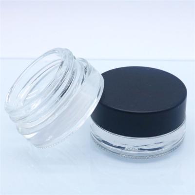 China Personal Care Eyeliner Eye Cream Jar 3ml 5ml Empty Glass Cosmetic Jar Jar With Plastic Black Screw Cap for sale