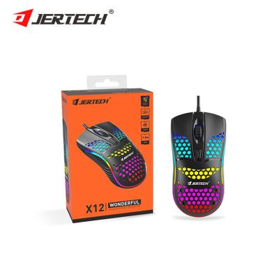 China JERTECH XP12 Guangdong Colorful Wired WONDERFUL 70g Gaming Office mouse Hollow Out Lightweight Mouse for sale