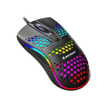 China JERTECH XP12 Cheap Black Optical Rgb Wired Usb Pc Computer Lightweight Honeycomb Gaming Mouse for sale