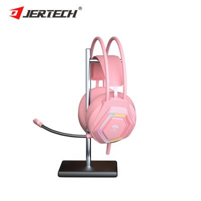 Cina New LEAVEN G70 Usb Professional Surround Sound Gamer Noise Reduction Pc Computer Pink Gaming Headset for Girl Boy in vendita