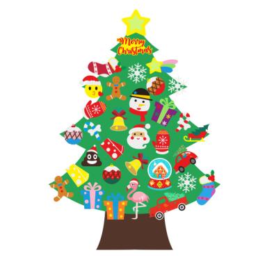 China Non-woven Fabric Christmas Decoration Gifts Diy Felt Christmas Wall Tree With Ornament Set For Kids for sale