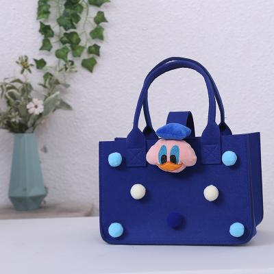 China Customized Reusable Foldable Felt Gift Felt Bag Cute Cartoon Felt Tote Handbag for sale