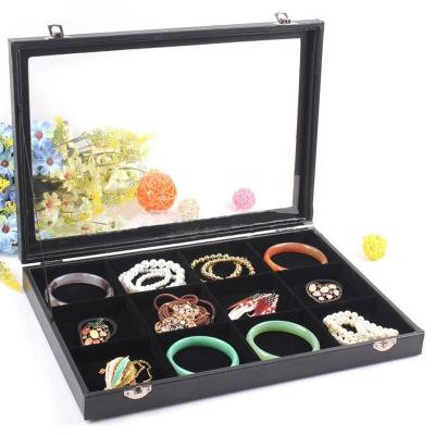 China Recycled Eco - Friendly Wooden Wooden Bracelet Gift Tray With Clear Lid Jewelry Display for sale