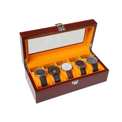 China Recycled / Eco-friendly Watch Case 5 Slot Handsome Cherry Wood Watch Box For Men for sale