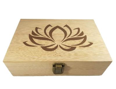 China Recyclable Handmade Engraved Vintage With Gold Lock Wooden Weed Secret Stash Box for sale