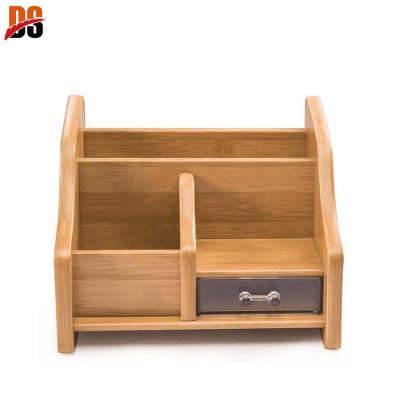 China D&S FSC Wooden Storage Box Sustainable Bamboo Desktop Organizer Wooden Case With Drawer for sale