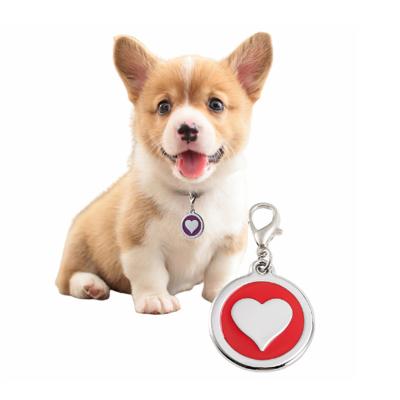 China Europe Customized Metal Round Shape Heart Shape Design Silver Plating Zinc Alloy Pet ID Tags For Dog Collar for sale