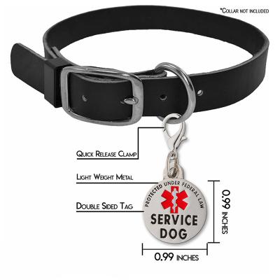 China Europe Service Dog Tag Double Sided Federal Protection With Red Medical Alert Symbol Pet ID Tags Easily Attach To Collar Harness Vest for sale