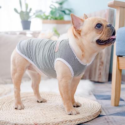 China Sustainable Hot Sale Spring Summer Dog Apparel Pet Fashionable Multi-colors Striped T-shirts Cats Clothes for sale