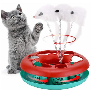 China Cat Toys Interactive Roller Tracks Funny Viable With Catnip Spring Pet Toy With Exercise Balls Riddle Mouse for sale