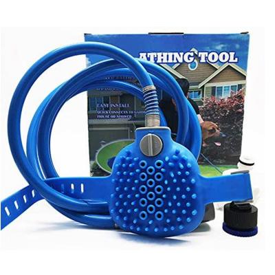 China Stocked pet bathing tool, pet shower sprayer and scrubber includes shower hose, shower head and brush and adapters for shower for sale