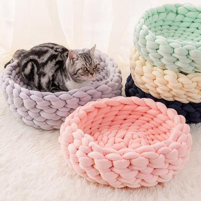 China Breathable Foldable Cat Bed Warmth Various Colors Nest Shaped Soft Pet Sofa Bed for sale