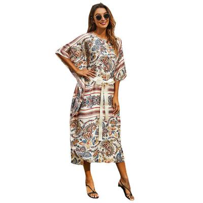 China European and American dress of Middle East Muslim long dress of new printing holiday seaside wish Muslim long skirt for sale