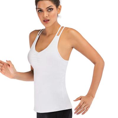 China Breathable Yoga Vest Women With Chest Pad Gather Back Beautiful Sports Breathable Fitness for sale