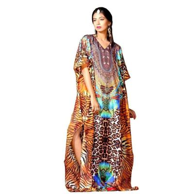 China Europe and America Middle East plus size print long dress loose beach cover up holiday dress for sale