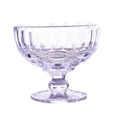 China Factory Price Cheap Holiday Europe Decoration Glass Ice Cream Bowl Set Portable Home Dessert for sale