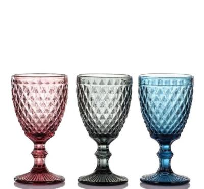 China Art Style Durable Vintage Folk Wine Glass Transparent Water Goblets Safe Europe Good Quality for sale