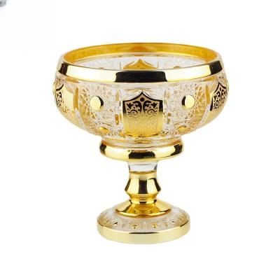 China China Gold Glass Bowl Half Gold Narrow Rim Flower Uzbekistan Market for sale