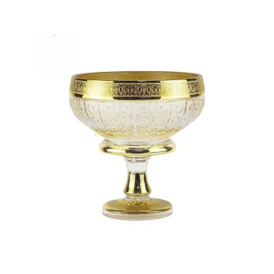 China China Factory Direct Home Decoration Crystal Household Glass Bowls With Golden Bipod Safe for sale