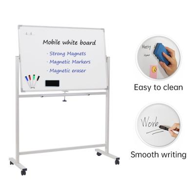 China Width Can Standing Whiteboard Stand Adjustable Mobile And Lockable Magnetic White Board Holder With Wheels for sale