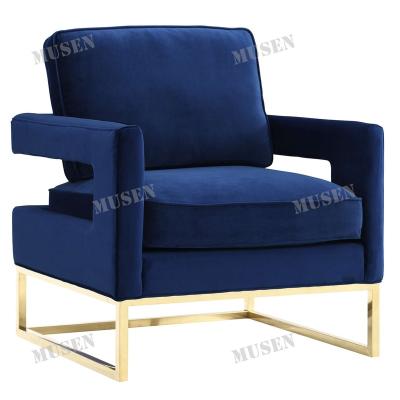 China Modern Stainless Steel Velvet Upholstered Armchair Accent Ornate Chair For Living Room Tub Chair Ornate for sale