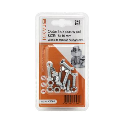 China Steel Factory Outlet Fastener Screw M6x16mm Hex Bolts Set Fastener Super Standard Wholesale Supplier for sale