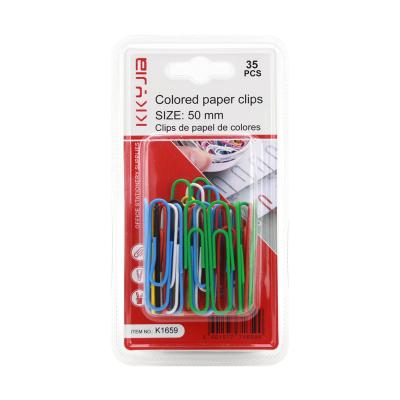 China New K1659 Metal Packing 50mm Colorful Paper Clip Stationery Wholesale and Support OEM for sale