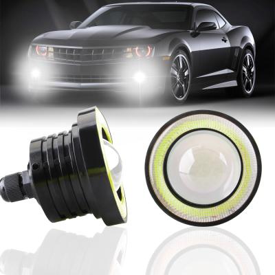 China Aluminum Alloy Auto Part Lighting Universal Fog Lamps 12V 1500LM Angel Eyes COB Fog Lights Bulb for sale