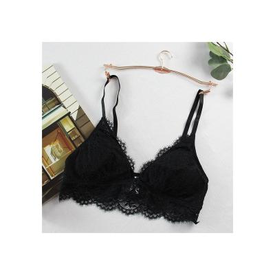 China Breathable Women Fashion Breathable Soft Bra With Insert Pad Comfortable Black Lace Bra for sale