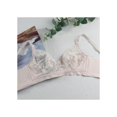 China Hot Selling Women's Breathable Single Bra Women's Lace Soft Pink Bra Solid Color Breathable High Quality for sale