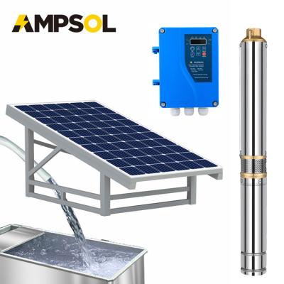 China Drinking Water Treatment AMPSOL Stainless Steel Bomba De Agua 12 V DC Volt 12V 200W Deep Submersible Solar Water Pump for sale