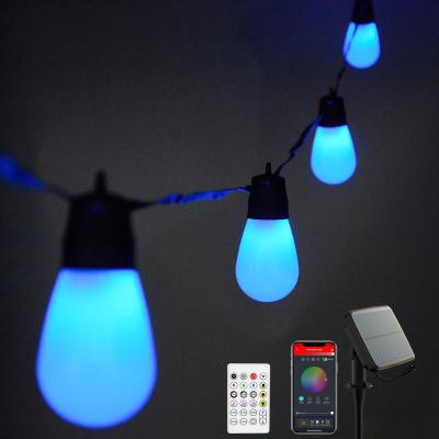 China App Control RGB Solar Shatterproof Decorative String Light IP65 Patio Lights LED String Lights 2200mAh Edison Vintage Bulb Solar Outdoor for sale