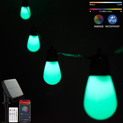 China S14 Led Vintage Outdoor Bulbs String Lights Dimmable Solar Patio Lights 2200mAh luces solares de navidad Edison String Lights for sale