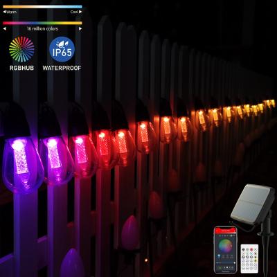 China Solar Powered Garden S14 LED Patio String Lights Unbreakable Control IP65 30 LED Outdoor Bulbs APP Solar Garden String Camping Lights for sale