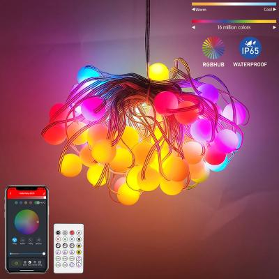 China BLE Stander 5.0/4.2 16.4Ft 33 Waterproof Christmas Globe Lights Globe String Lights App Control IP65 Flickering Waterproof Random Color for sale