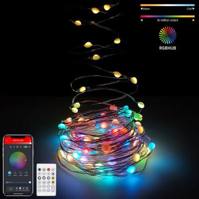 China Alexa APP Control LED Copper Wire Twine Christmas Fairy Lights Waterproof Christmas Wedding Party LED Firefly Lights for sale