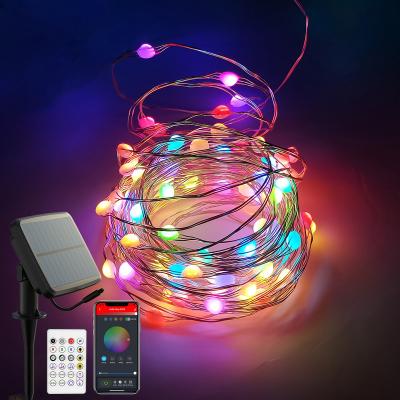 China Blue Tooth Stander 5.0/4.2 33Ft 66 LED Solar Outdoor Fairy Firefly String Lights Twinkle Solar Fairy Lights Wedding Hanging USB Fairy Lights For Christmas for sale