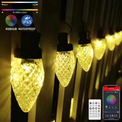 China Blue Tooth Stander 5.0/4.2 C7 Cool White Red Green Multicolor C9 Faceted LED Christmas Light 50 Feet Extendable Blue Tooth App Controlled C9 String Lights for sale